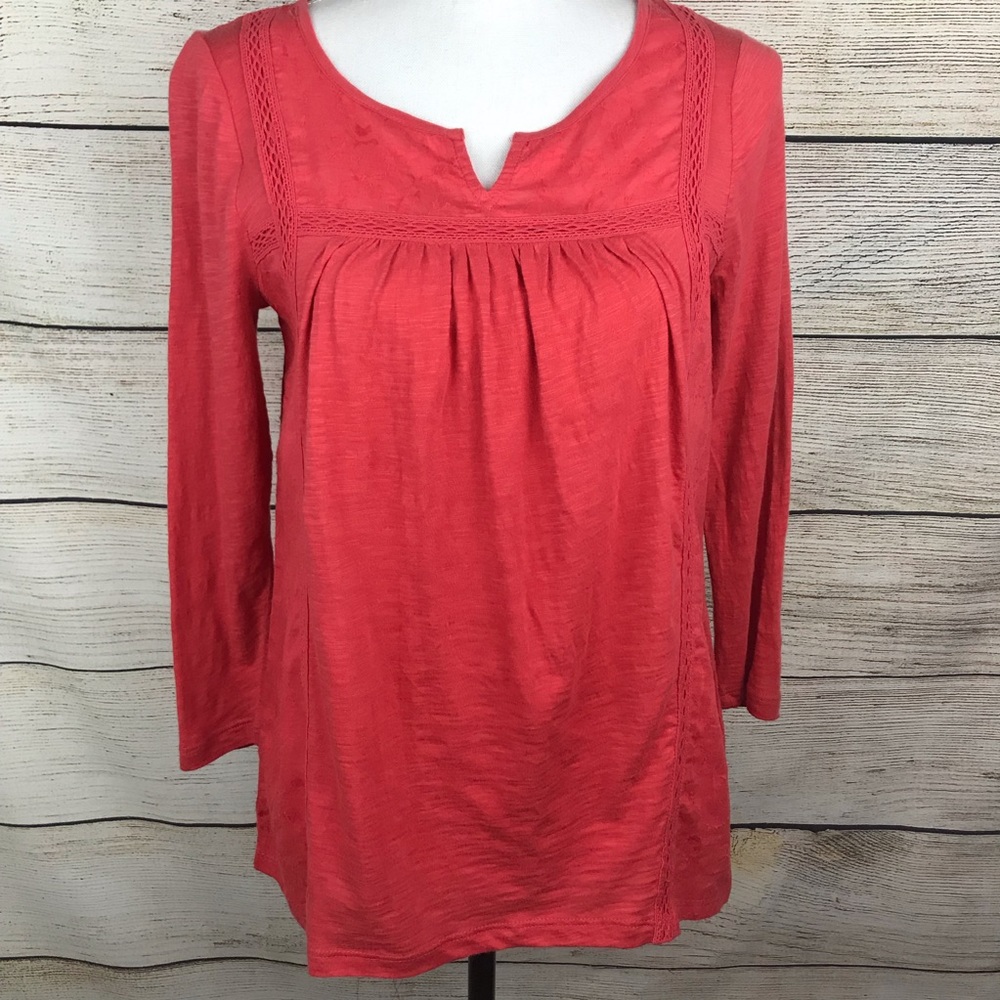 Lucky Brand top casual boho 3/4 sleeve v-neck